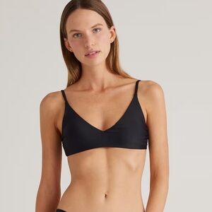 NWT QUINCE Italian V-Neck Bikini Top Black